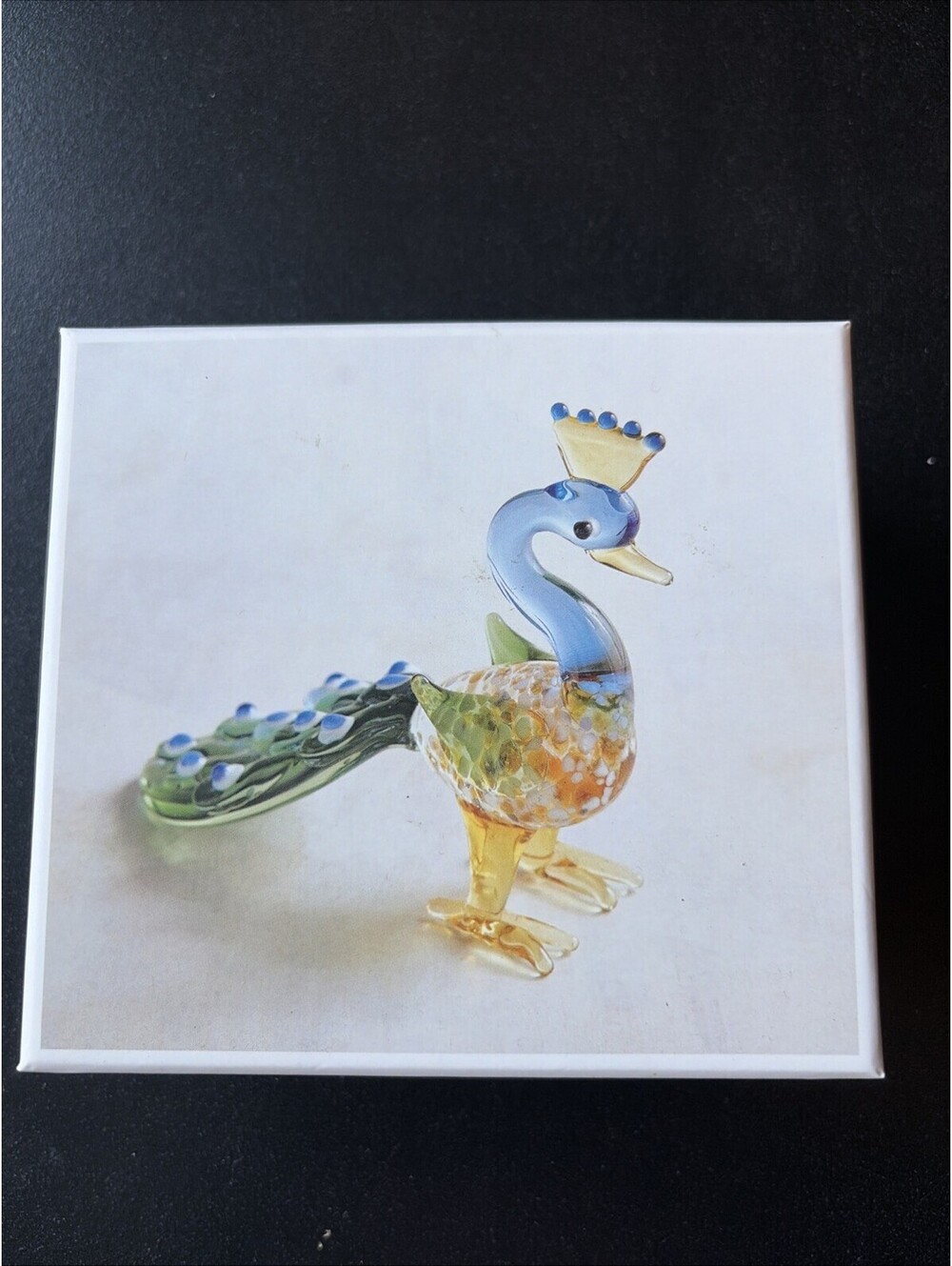 Vintage Pier 1 Art Glass Peacock Hand Blown 3.25" NIB